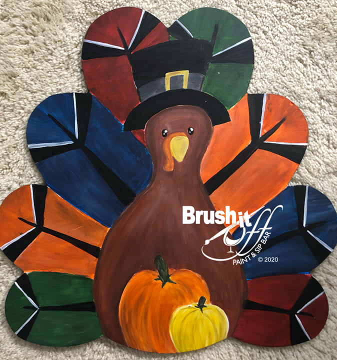 Wood Cutout Turkey, Football, Pilgrim or Peacock - Brush It Off Paint