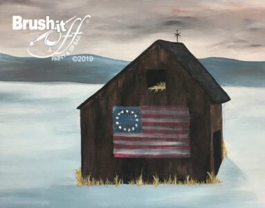 Patriotic Barn – Snow or Hayfield?