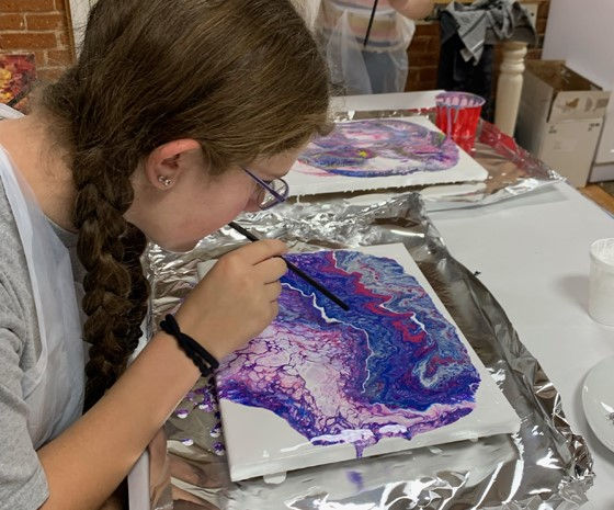 Kids Party Paint Pour at Brush It Off Art and Pottery