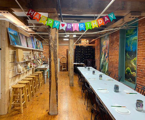 Birthday Party Room at Brush It Off Art & Pottery