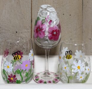 Wine Glass painting, Sturbridge UNO’s